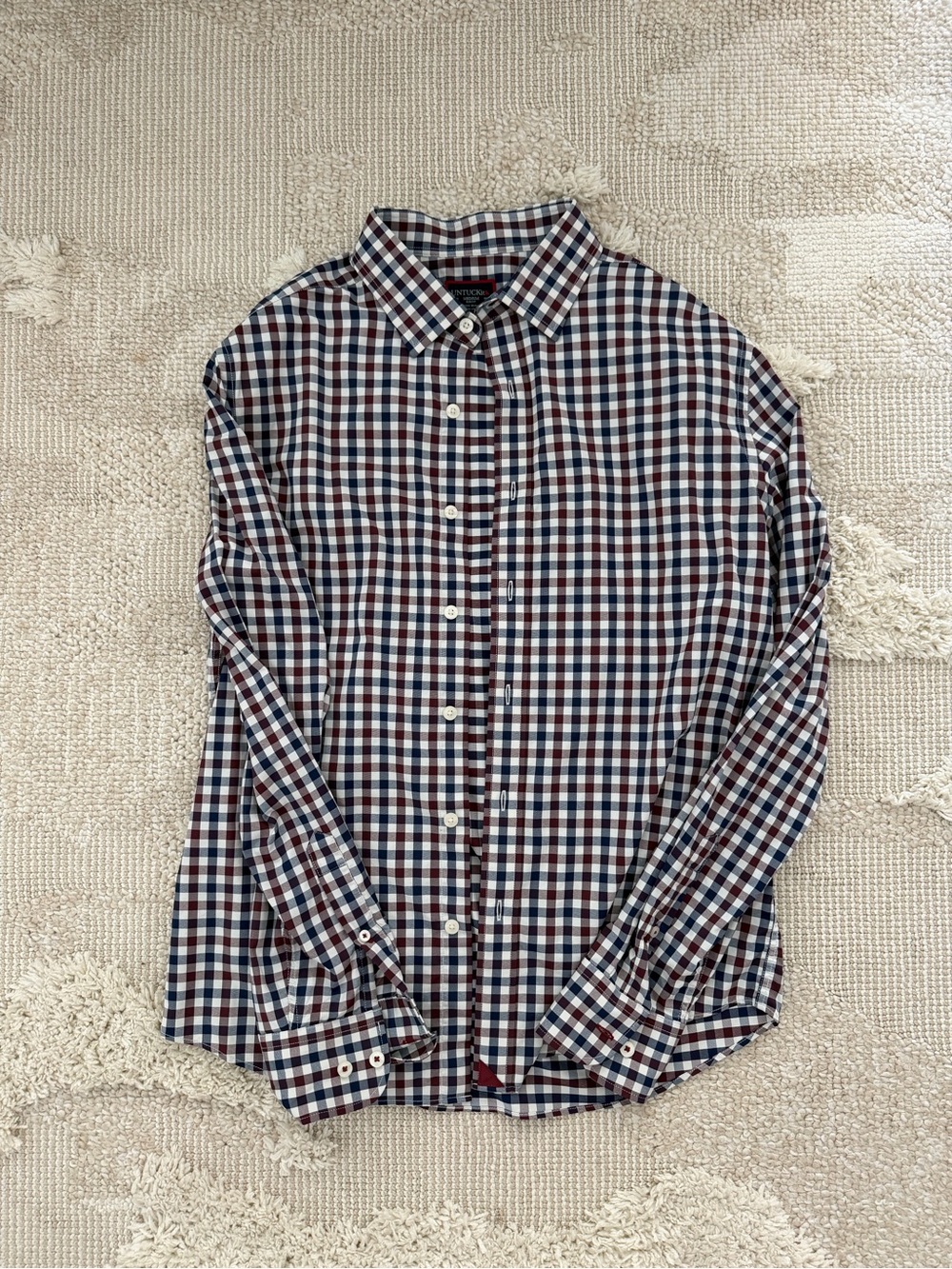 Untuck it Men's Check Button-Up Shirt in Navy, White & Red